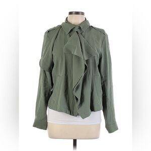 Simply Vera Wang Green Cargo Jacket Ruffle Neck
